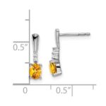 14k White Gold 5x3 Oval November/Citrine and Diamond Dangle Post Earrings - Image 4