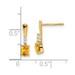 14K 5x3 Oval November/Citrine and Diamond Dangle Post Earrings - Image 2