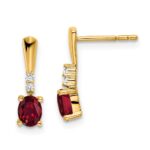 14K 5x3 Oval July/Lab Created Ruby and Diamond Dangle Post Earrings