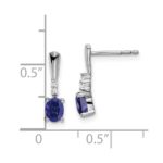 14k White Gold 5x3 Oval September/Lab Created Sapphire and Diamond Dangle Post Earrings - Image 4