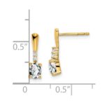 14K 5x3 Oval April/White Topaz and Diamond Dangle Post Earrings - Image 2