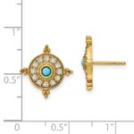 14k Turquoise and White Topaz Earrings - Image 4