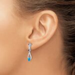14k White Gold Turquoise/Amethyst/White Topaz Dangle Earrings - Image 3