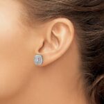14k White Gold 1 1/2 carat Lab Grown Diamond VS/SI+ G+ Double Halo Post Earrings - Image 3