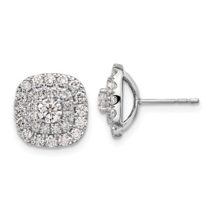 14k White Gold 1 1/2 carat Lab Grown Diamond VS+ F+ Double Halo Post Earrings