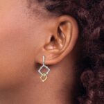 14k Two-tone 3/8 carat Lab Grown Diamond VS/SI+ G+ Fancy Square Drop Post Dangle Earrings - Image 3