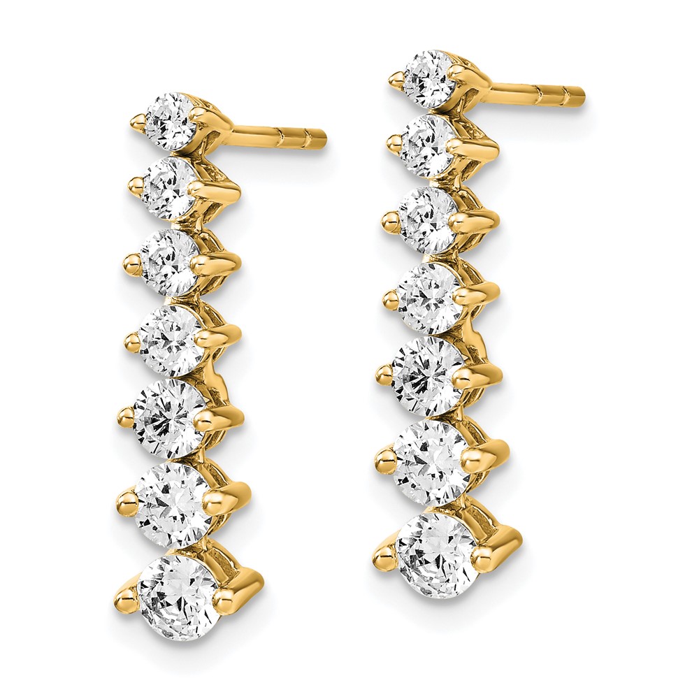 EM7946-150-YAA-2.jpg 14k 1 1/2 carat Lab Grown Diamond VS/SI+ G+ Complete Graduating Drop Post Earrings - Image 1