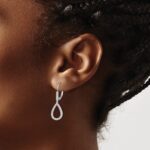 14k White Gold 1/2 carat Lab Grown Diamond VS/SI+ G+ Complete Fashion Dangle Leverback Earrings - Image 3