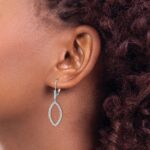 14k White Gold 3/4 carat Lab Grown Diamond VS/SI+ G+ Complete Fashion Dangle Leverback Earrings - Image 3