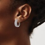 14k White Gold 1 1/2 carat Lab Grown Diamond VS/SI+ G+ Complete Hinged Hoop Earrings - Image 3