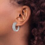 14k White Gold 2 1/2 carat Lab Grown Diamond VS/SI+ G+ Complete Hinged Hoop Earrings - Image 3