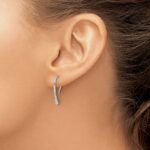 14k White Gold Polished 1/8 carat Diamond Drop Wire Earrings - Image 3