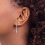 14k White Gold Polished 1/2 carat Diamond Drop Post Earrings - Image 4