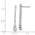 14k White Gold Polished 1/2 carat Diamond Drop Post Earrings - Image 3