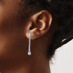 14k White Gold Polished 3/4 carat Diamond Drop Post Earrings - Image 4