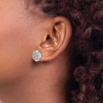14k White Gold Polished Wavy Circle 5/8 carat Pave Diamond Post Earrings - Image 4