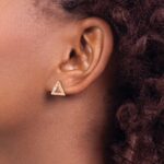 14k Rose Gold Polished 1/20 carat Diamond Baguette Triangle Post Earrings - Image 3