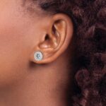 14k White Gold 1/2 carat Diamond Double Circle Earring Jackets - Image 3