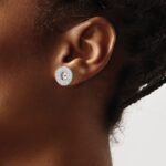 14k White Gold 3/4 carat Diamond Double Circle Earring Jackets - Image 3