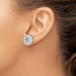 14k White Gold 1.53 carat Diamond Double Circle Earring Jackets - Image 3