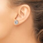 14k White Gold 3/8 carat Diamond Double Circle Earring Jackets - Image 3