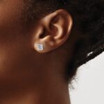 14k White Gold 1/10 carat Diamond Fancy Square Earring Jackets - Image 3