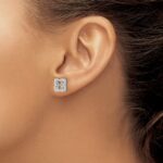 14k White Gold 1/5 carat Diamond Fancy Square Earring Jackets - Image 3