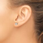 14k White Gold 1 carat Lab Grown Diamond VS/SI+ G+ Cushion Complete Four Prong Stud Earrings - Image 3