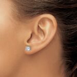 14k White Gold 2 carat Lab Grown Diamond VS/SI+ G+ Cushion Complete Four Prong Stud Earrings - Image 3