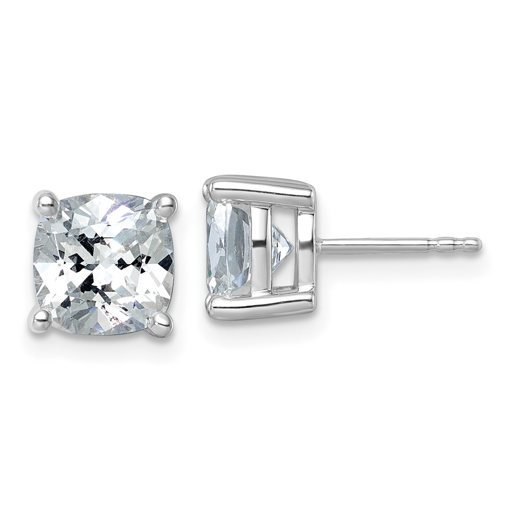 EM8794-500-WAA-1.jpg 14k White Gold 5 carat Lab Grown Diamond VS/SI+ G+ Cushion Complete Four Prong Stud Earrings - Image 1