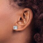 14k White Gold 5 carat Certified Lab Grown Diamond VS/SI+ G+ Cushion Complete Four Prong Stud Earrings - Image 3