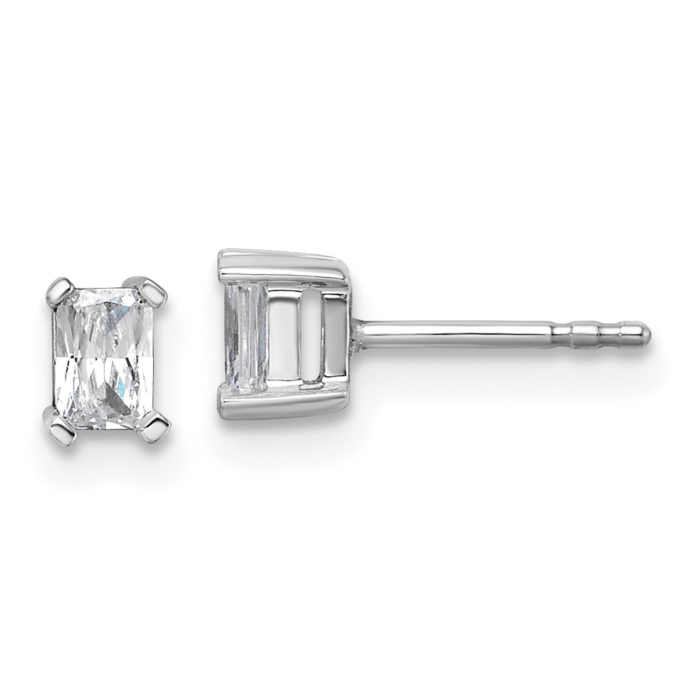 EM8796-050-WAA.jpg 14k White Gold 1/2 carat Lab Grown Diamond VS+ F+ Radiant Complete Four Prong Stud Earrings - Image 1