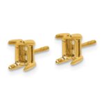 14k Yellow Gold 4.8x3.95mm Radiant Earring Mountings - Image 2