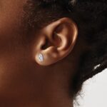 14k White Gold 2/3 ctw Lab Grown Diamond VS+ F+ Pear 4 Prong Heavy Wt. Stud Earrings - Image 3
