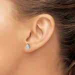 14k White Gold 1 carat Lab Grown Diamond VS/SI+ G+ Complete Pear Three Prong Stud Earrings - Image 3