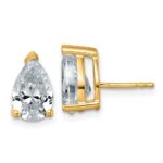 14k 4 carat Lab Grown Diamond VS/SI+ G+ Complete Pear Three Prong Stud Earrings