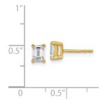 14k 3/4 carat Lab Grown Diamond VS+ F+ Emerald Complete Four Prong Stud Earrings - Image 3