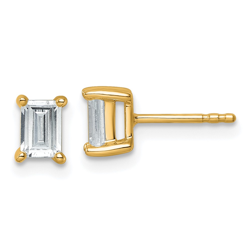 EM8798-100-YAA.jpg 14k 1 carat Lab Grown Diamond VS/SI+ G+ Emerald Complete Four Prong Stud Earrings - Image 1