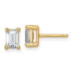14k 1 1/2 carat Lab Grown Diamond VS+ F+ Emerald Complete Four Prong Stud Earrings