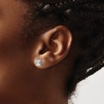 14k White Gold 2 carat Certified Lab Grown Diamond VS/SI+ G+ Emerald Complete Four Prong Stud Earrings - Image 3