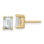 14k 2 carat Lab Grown Diamond VS+ F+ Emerald Complete Four Prong Stud Earrings