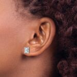 14k White Gold 3 carat Lab Grown Diamond VS/SI+ G+ Emerald Complete Four Prong Stud Earrings - Image 3
