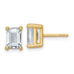 14k 3 carat Lab Grown Diamond VS/SI+ G+ Emerald Complete Four Prong Stud Earrings
