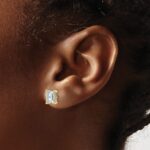 14k 3 carat Lab Grown Diamond VS/SI+ G+ Emerald Complete Four Prong Stud Earrings - Image 3