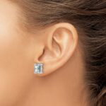 14k White Gold 4 carat Certified Lab Grown Diamond VS/SI+ G+ Emerald Complete Four Prong Stud Earrings - Image 3