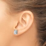 14k White Gold 5 carat Lab Grown Diamond VS/SI+ G+ Emerald Complete Four Prong Stud Earrings - Image 3