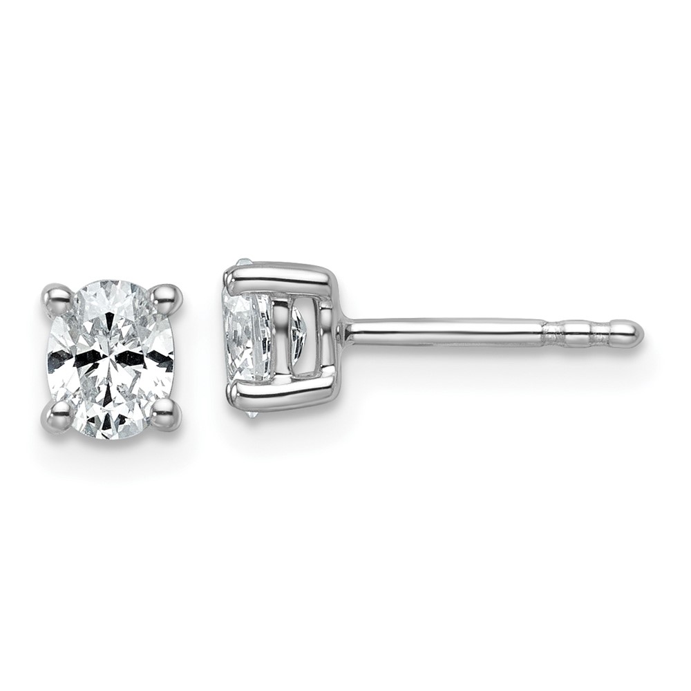 EM8799-050-WAA.jpg 14k White Gold 1/2 carat Certified Lab Grown Diamond VS+ F+ Complete Oval Four Prong Stud Earrings - Image 1