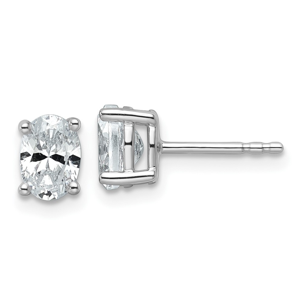 EM8799-100-WAA.jpg 14k White Gold 1 carat Certified Lab Grown Diamond VS+ F+ Complete Oval Four Prong Stud Earrings - Image 1