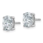 14k White Gold 2 carat Lab Grown Diamond VS/SI+ G+ Complete Oval Four Prong Stud Earrings - Image 2