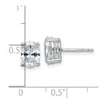 14k White Gold 2 carat Lab Grown Diamond VS/SI+ G+ Complete Oval Four Prong Stud Earrings - Image 4